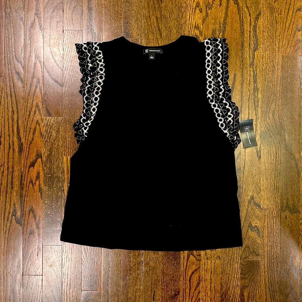 Women’s I.N.C. Black Lace Sleeve Tank Large NWT